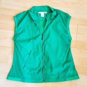 Lija Women's Tennis Golf Jacket Green zip up vest windbreaker Large